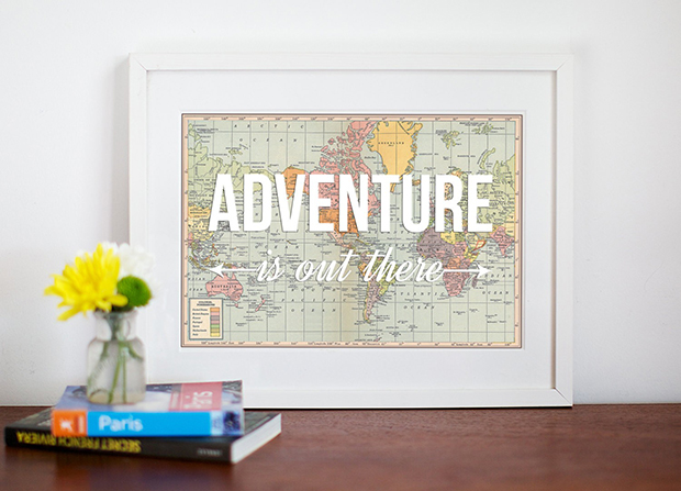 2014 world map poster adventure is out there map of world print nursery decor travel quote wanderlus-f28003